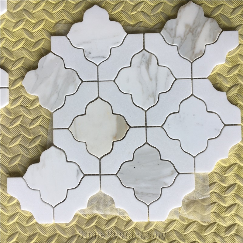 Water-Jet Marble Mosaic Design Thassos Floor Pattern Tile