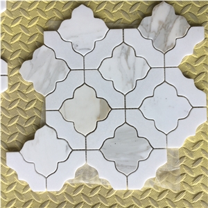 Water-Jet Marble Mosaic Design Thassos Floor Pattern Tile