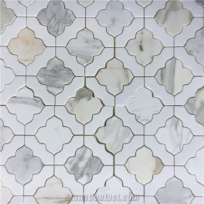 Water-Jet Marble Mosaic Design Thassos Floor Pattern Tile