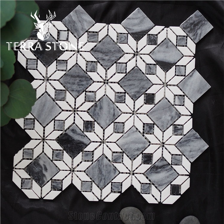 Beige And Green Marble Mosaic Tile For Wall And Floor