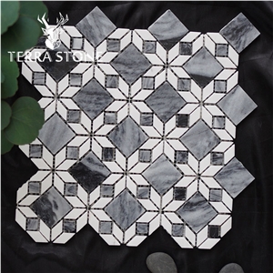 Beige And Green Marble Mosaic Tile For Wall And Floor