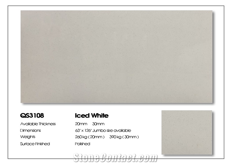 VG 3211 Iced White Quartz Stone Slab