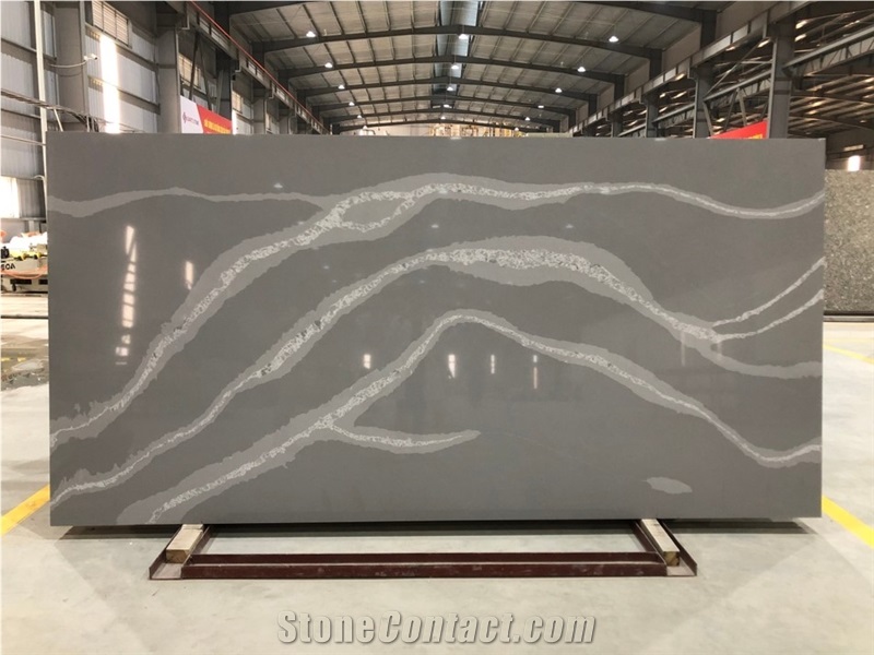 VG1309 Calacatta Dark Brown Quartz Slabs,Artificial Marble Slabs