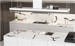VG1503 Calacatta Black Vein Quartz Slabs,Artificial Marble Slabs