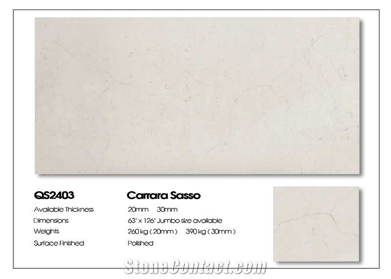 VG2403 Artificial Carrara Quartz Stone Slab Calacatta