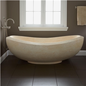 Beige Marble Hotel Bathtub