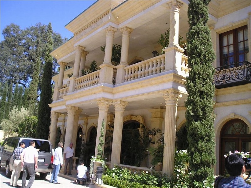 Cream Marble Corinthian Style Fluted Column