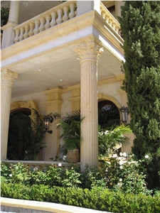 Cream Marble Corinthian Style Fluted Column