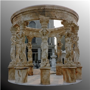 Evening Cloud Red Marble Gazebo With Fairies Statue Columns Evening Cloud Red Marble Gazebo With Fairies Statue Columns