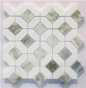 Green And White Marble Mosaic Pattern