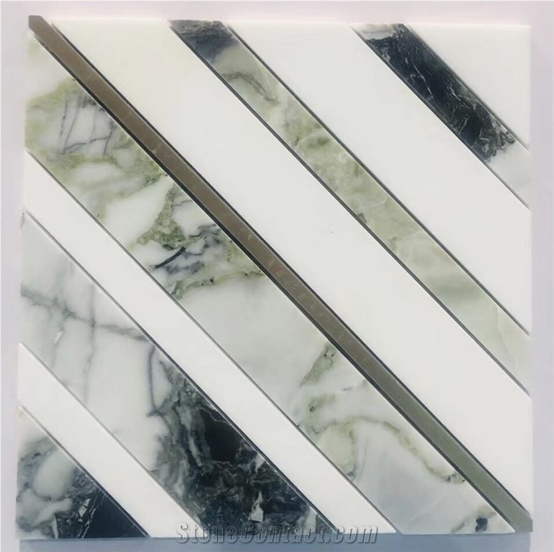 Green And White Natural Marble Mosaic