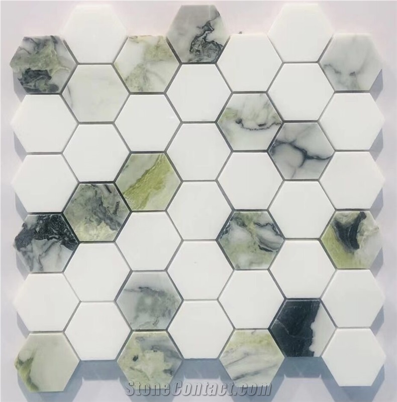 Green And White Natural Marble Mosaic