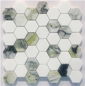 Green And White Natural Marble Mosaic