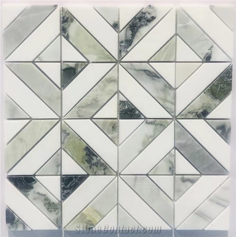 Green And White Natural Marble Mosaic