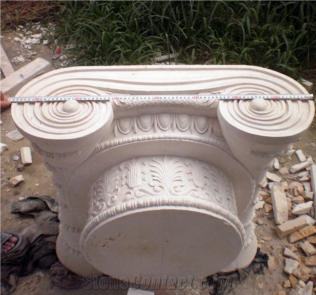 Large Ionic Style Marble Column In Cream Marble