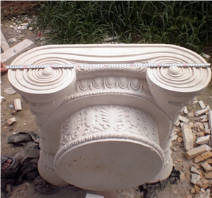 Large Ionic Style Marble Column In Cream Marble Large Ionic Style Marble Column In Cream Marble