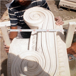 Large Ionic Style Marble Column In Cream Marble