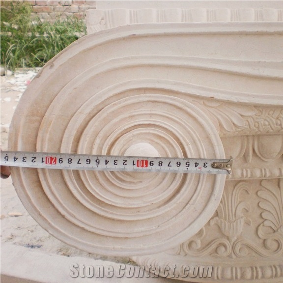 Large Ionic Style Marble Column In Cream Marble