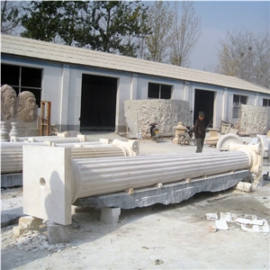 Large Ionic Style Marble Column In Cream Marble
