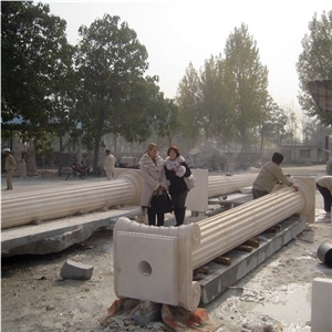 Large Ionic Style Marble Column In Cream Marble
