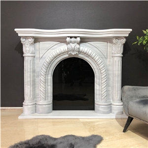 Modern White Marble Indoor Firepalce 