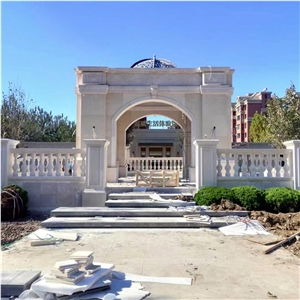 Square Limestone Gazebo With Balustrads And Steps