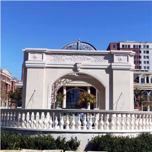 Square Limestone Gazebo With Balustrads And Steps