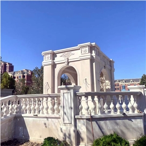 Square Limestone Gazebo With Balustrads And Steps