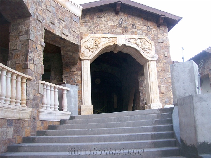 Travertine Carving Angel Statue Main Entrance