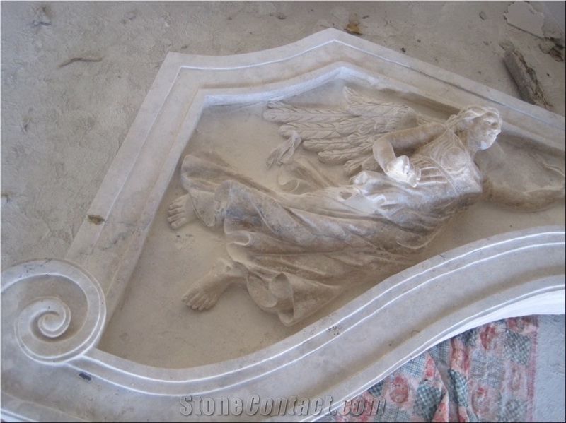 Travertine Carving Angel Statue Main Entrance