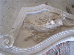 Travertine Carving Angel Statue Main Entrance
