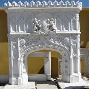 White Marble Flower Carving Church Fireplace Mantel