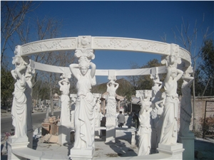 White Marble Statue Column Gazebo