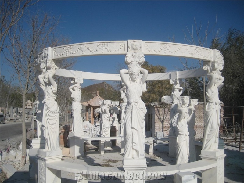 White Marble Statue Column Gazebo