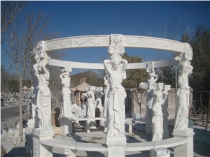 White Marble Statue Column Gazebo