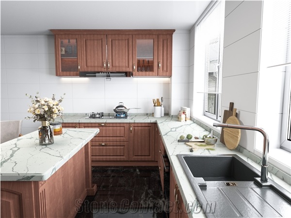 Calacatta Classic Quartz Stone Kitchen Countertop