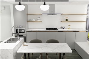 Calacatta Gold Quartz Stone Kitchen Countertop