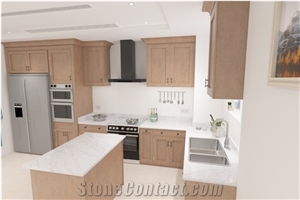 Calacatta Polar Ice Quartz Stone Kitchen Countertop