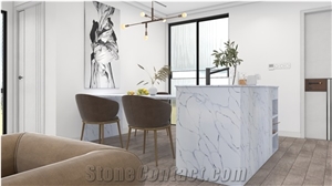 Calacatta Silverlake Quartz Stone Kitchen Countertop