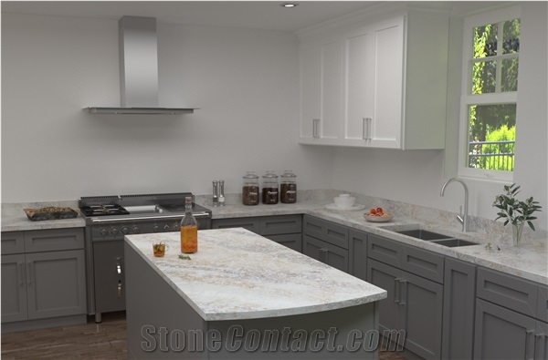 Gold Ocean Wave MS7007 Quartz Slabs