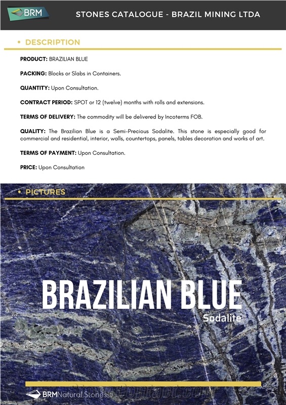 Sodalita Slabs - Brazilian Blue 