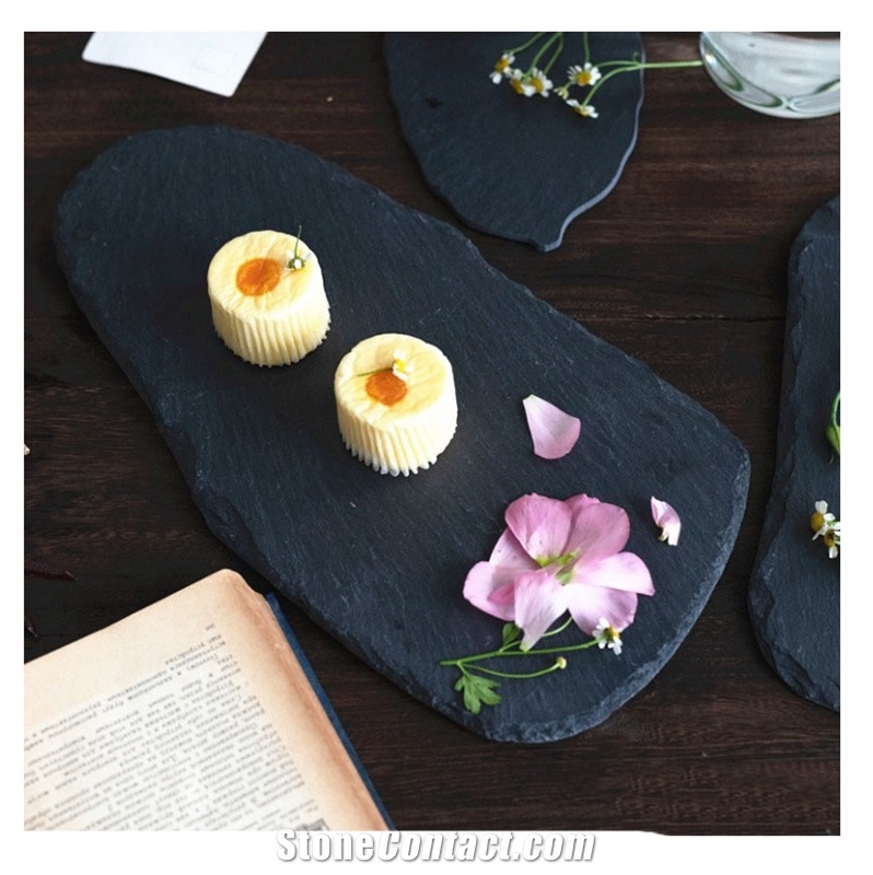 Natural Slate Plate Dishes Tray Steak Stone Custom Size