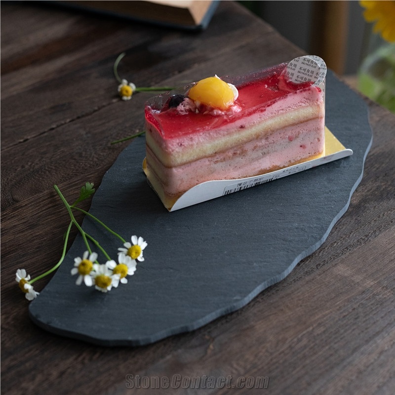 Natural Slate Plate Dishes Tray Steak Stone Custom Size