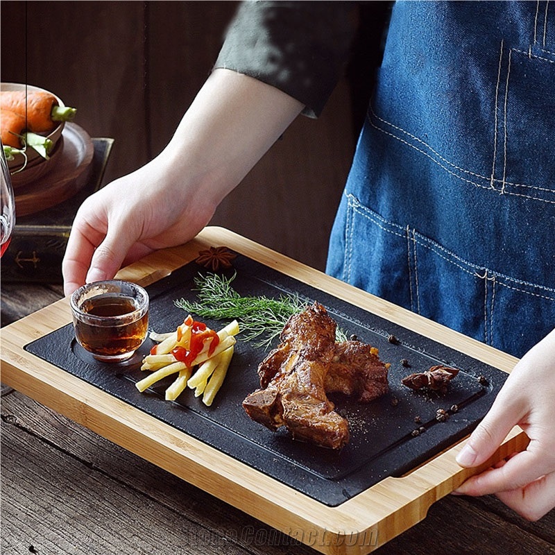 Slate Tray Stone Plate Kitchen Accessories Slate With Bamboo