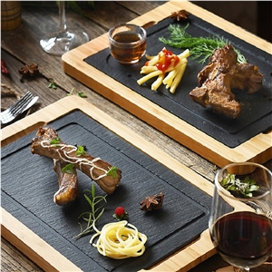 Slate Tray Stone Plate Kitchen Accessories Slate With Bamboo
