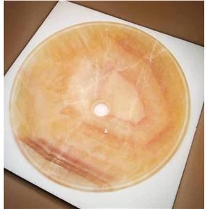 Honey Onyx Bathroom Oval Vessel Sink Stone Wash Basin