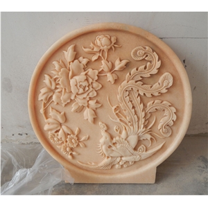 Natural High Relief Stone Flower Carved Marble On Sales