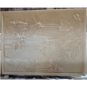 Natural High Relief Stone Flower Carved Marble On Sales