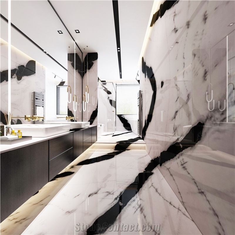 China Panda White Marble Tile Bathroom Project Wall Cover