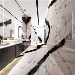 China Panda White Marble Tile Bathroom Project Wall Cover